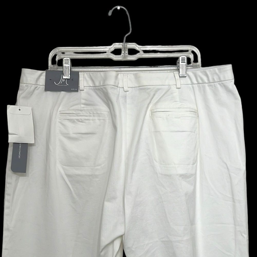 JM Collection White Capri Pants Size 18 NWT Rhinestone Details Pockets - Picture 5 of 11